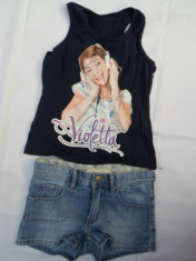 SET TRICOU DE CALITATE VIOLETA , 116 CM, SI PANTALONI SCURTI DE BLUGI ,,STARE FOARTE BUNA, GERMANIA foto