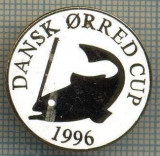 1285 INSIGNA PESCAR - DANSK ORRED CUP 1996 -NORVEGIA ? -PESCUIT -starea ce se vede.
