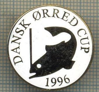 1296 INSIGNA PESCAR - DANSK ORRED CUP 1996 -NORVEGIA ? -PESCUIT -starea ce se vede. foto