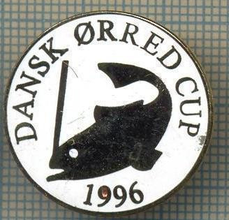 1282 INSIGNA PESCAR - DANSK ORRED CUP 1996 -NORVEGIA ? -PESCUIT -starea ce se vede.
