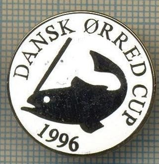 1294 INSIGNA PESCAR - DANSK ORRED CUP 1996 -NORVEGIA ? -PESCUIT -starea ce se vede.