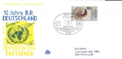 GERMANIA 1983, FDC, Aniversari - Germania - 10 ani membru ONU foto