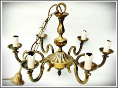 CANDELABRU VECHI CU LAN? ?I 6 LUMINI, TARGETTI, METAL NEFEROS, LUMANARI, 3.5 KG! foto