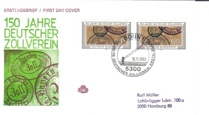 GERMANIA 1983, FDC, Aniversari