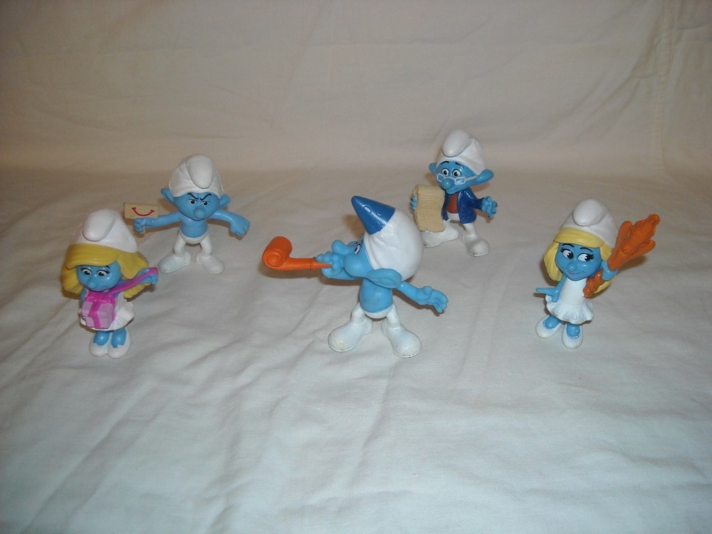 Strumfi, smurfs - 5 figurine mari strumf din cauciuc - set 2 | Okazii.ro