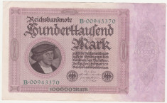 (1) BANCNOTA GERMANIA - 100.000 MARK 1923 (01 FEBRUARIE 1923) - FORMAT MARE, STARE BUNA foto