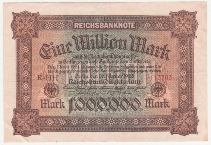 (3) BANCNOTA GERMANIA - 1.000.000 MARK 1923 (20 FEBRUARIE 1923), UNIFATA