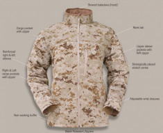 Jacheta militara camuflaj Desert Combat Jacket Gore softshell windstopper (vanatoare, airsoft, outdoor, ATV, moto) foto