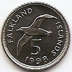 Falkland 5 pence 1998 KM-4.2 UNC !!! foto