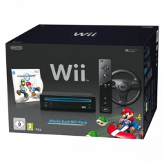 Consola Nintendo WII Black + Joc Mario Kart + Volan Wii Wheel + Wii Remote Plus Controller foto