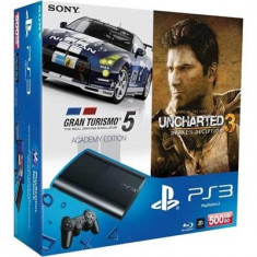 Consola SONY PS3 Super Slim 500GB Blu-Ray Cu joc Grand Turismo 5 Si Uncharted 3 foto