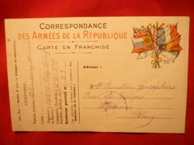 Carte Postala de corespondenta a Armatei- Franta ,ilustrata ,ww1 foto