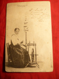 Ilustrata- Fotografie- Torcatoare cu masina de tors mecanic 1900 ,cu goarna 61