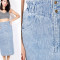 Fusta denim indigo pin-up S. OLIVER 34/36 talie inalta, ff mulata