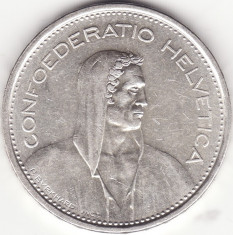 Moneda - Confederatia Elvetiana - 5 Franken 1966 - B - Argint foto