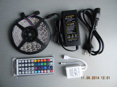 Kt banda led RGB 5050, waterproof, 300 led-uri/5 m+ telecomanda+alimentator 12V 6A foto