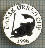1330 INSIGNA PESCAR - DANSK ORRED CUP 1996 -NORVEGIA ? -PESCUIT -starea ce se vede.