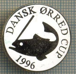 1342 INSIGNA PESCAR - DANSK ORRED CUP 1996 -NORVEGIA ? -PESCUIT -starea ce se vede. foto