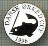 1326 INSIGNA PESCAR - DANSK ORRED CUP 1996 -NORVEGIA ? -PESCUIT -starea ce se vede.