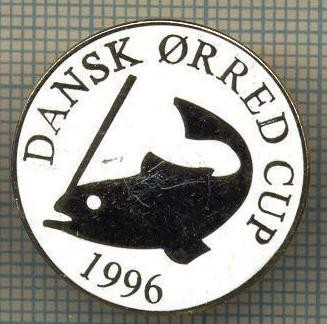 1313 INSIGNA PESCAR - DANSK ORRED CUP 1996 -NORVEGIA ? -PESCUIT -starea ce se vede.