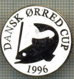 1345 INSIGNA PESCAR - DANSK ORRED CUP 1996 -NORVEGIA ? -PESCUIT -starea ce se vede.