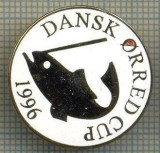 1353 INSIGNA PESCAR - DANSK ORRED CUP 1996 -NORVEGIA ? -PESCUIT -starea ce se vede.