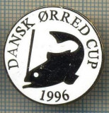 1306 INSIGNA PESCAR - DANSK ORRED CUP 1996 -NORVEGIA ? -PESCUIT -starea ce se vede.