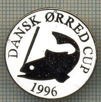 1339 INSIGNA PESCAR - DANSK ORRED CUP 1996 -NORVEGIA ? -PESCUIT -starea ce se vede.