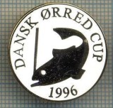 1359 INSIGNA PESCAR - DANSK ORRED CUP 1996 -NORVEGIA ? -PESCUIT -starea ce se vede.