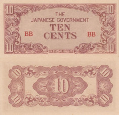 OCUPATIA JAPONEZA IN BURMA 10 cents AUNC/UNC!!! foto