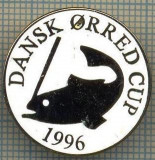 1308 INSIGNA PESCAR - DANSK ORRED CUP 1996 -NORVEGIA ? -PESCUIT -starea ce se vede.