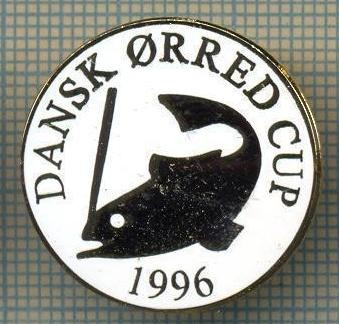 1344 INSIGNA PESCAR - DANSK ORRED CUP 1996 -NORVEGIA ? -PESCUIT -starea ce se vede. foto