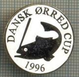 1316 INSIGNA PESCAR - DANSK ORRED CUP 1996 -NORVEGIA ? -PESCUIT -starea ce se vede.