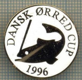 1346 INSIGNA PESCAR - DANSK ORRED CUP 1996 -NORVEGIA ? -PESCUIT -starea ce se vede.