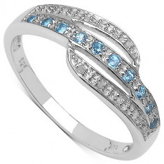 Superb inel argint rodinat cu 10 diamante si 10 topaze naturale (la65) foto