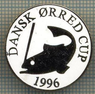 1328 INSIGNA PESCAR - DANSK ORRED CUP 1996 -NORVEGIA ? -PESCUIT -starea ce se vede. foto