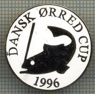 1328 INSIGNA PESCAR - DANSK ORRED CUP 1996 -NORVEGIA ? -PESCUIT -starea ce se vede.