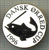 1356 INSIGNA PESCAR - DANSK ORRED CUP 1996 -NORVEGIA ? -PESCUIT -starea ce se vede.