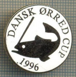 1304 INSIGNA PESCAR - DANSK ORRED CUP 1996 -NORVEGIA ? -PESCUIT -starea ce se vede.