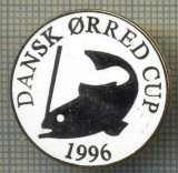 1349 INSIGNA PESCAR - DANSK ORRED CUP 1996 -NORVEGIA ? -PESCUIT -starea ce se vede.