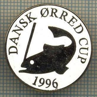 1314 INSIGNA PESCAR - DANSK ORRED CUP 1996 -NORVEGIA ? -PESCUIT -starea ce se vede.