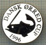 1351 INSIGNA PESCAR - DANSK ORRED CUP 1996 -NORVEGIA ? -PESCUIT -starea ce se vede.