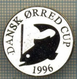 1363 INSIGNA PESCAR - DANSK ORRED CUP 1996 -NORVEGIA ? -PESCUIT -starea ce se vede.