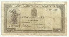 ROMANIA 500 LEI 1940 filigram BNR [3] P-51a foto