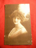 Ilustrata-Fotografie - Femeie cu palarie cu pene , circ. 1913 , Franta