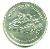 BAILIWIK OF GUERNESEY 25 PENCE 1952-1977 MAREA BRITANIE ANGLIA MONEDA JUBILIARA, Europa