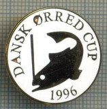 1384 INSIGNA PESCAR - DANSK ORRED CUP 1996 -NORVEGIA ? -PESCUIT -starea ce se vede.