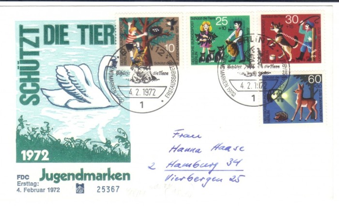 GERMANIA 1972, FDC, Fauna