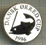 1378 INSIGNA PESCAR - DANSK ORRED CUP 1996 -NORVEGIA ? -PESCUIT -starea ce se vede.