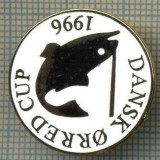 1385 INSIGNA PESCAR - DANSK ORRED CUP 1996 -NORVEGIA ? -PESCUIT -starea ce se vede.